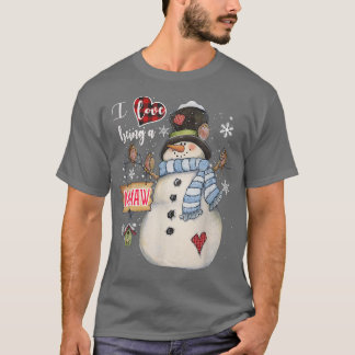 I Kärlek som en Memaw Snögubbe Grandma christmas T Shirt