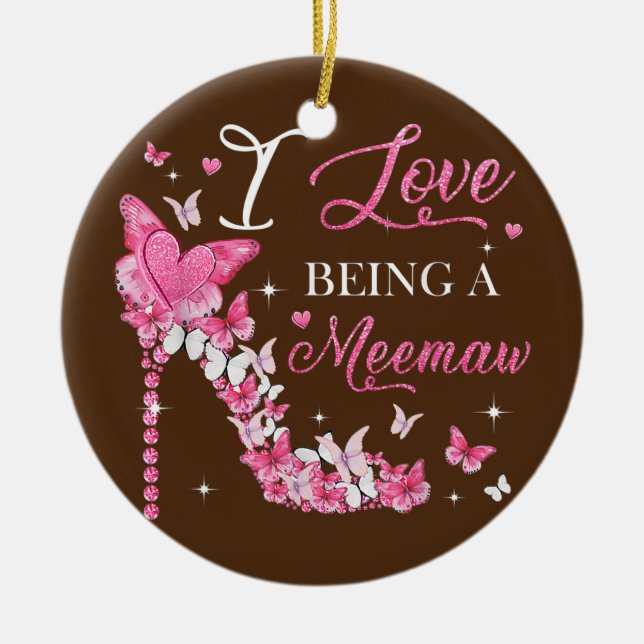 I Kärlek som PM High Heel Butterflies Mor Julgransprydnad Keramik (Framsidan)