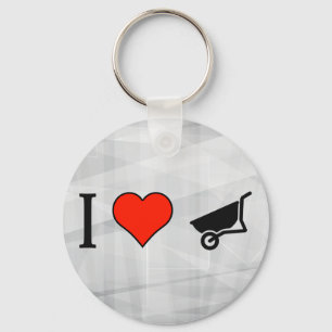 I Kärlek som trycker på en hjulbarrow Nyckelring