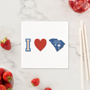 I Kärlek South Carolina Heart Statlig flagga Papp Pappersservett