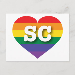 I Kärlek South Carolina Rainbow Heart Vykort