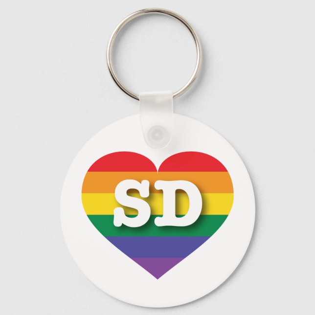 I kärlek South Dakota Gay pride Rainbow Heart Nyckelring (Framsida)
