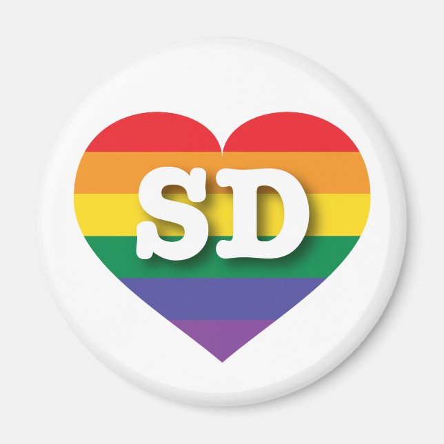 I Kärlek South Dakota Rainbow Heart Magnet (Framsidan)