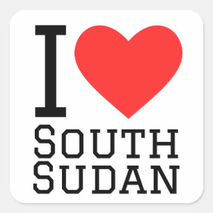 I kärlek South Sudan Fyrkantigt Klistermärke