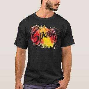 I Kärlek Spanien Flagga Illustration Art Barcelona T Shirt