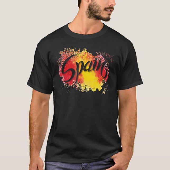 I Kärlek Spanien Flagga Illustration Art Barcelona T Shirt (Framsida)