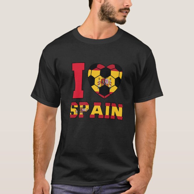 I Kärlek Spanien Women Manar Kids Spanska fotbolls T Shirt (Framsida)