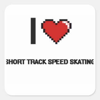 I Kärlek-spårhastigheten Skating Digital Retro Des Fyrkantigt Klistermärke