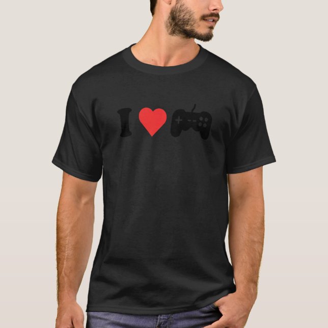I Kärlek Spel Heart Video Gamer Valentines day Gam T Shirt (Framsida)