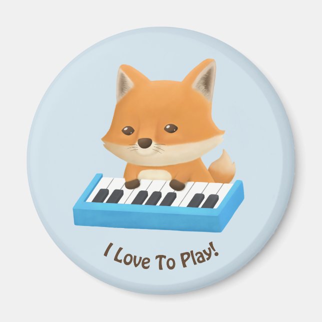 I kärlek spelar cute Fox på Piano Kids Magnet (Framsidan)