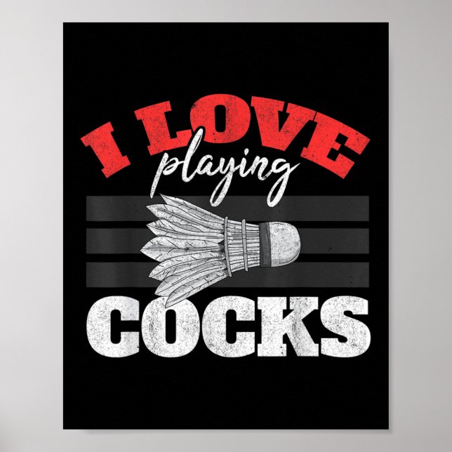 I Kärlek spelar schuttle Birdie Badminton Poster (Framsidan)