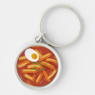 I kärlek Spicy Tteokbokki Rund Silverfärgad Nyckelring