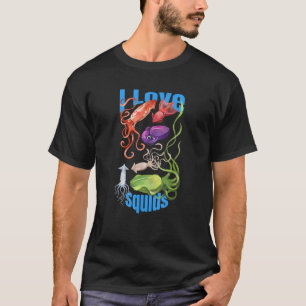I Kärlek Squids octopus cephalopod Sea Ssomkawa T Shirt