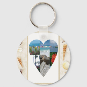 I kärlek St. Maarten Snäckors Heart -.Celeste Sh Nyckelring
