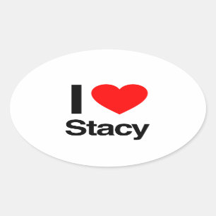 i kärlek stacy ovalt klistermärke