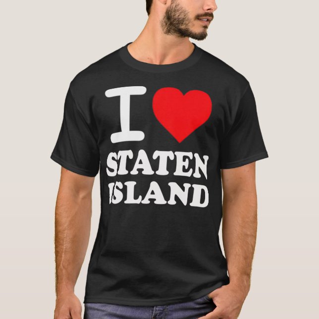 I Kärlek Staten Island Red Heart Meme Funny Pullov T Shirt (Framsida)