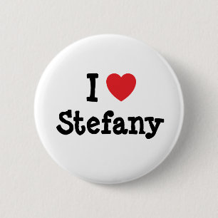 I kärlek Stefany hjärta T-Shirt Knapp