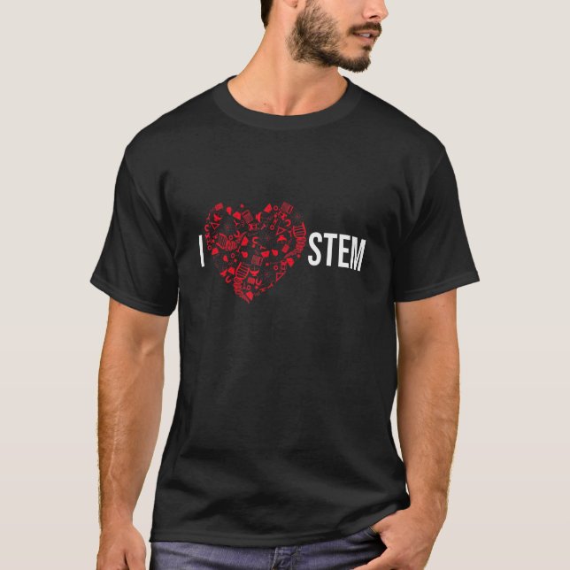 I Kärlek STEM Science Technology Engineering Math T Shirt (Framsida)