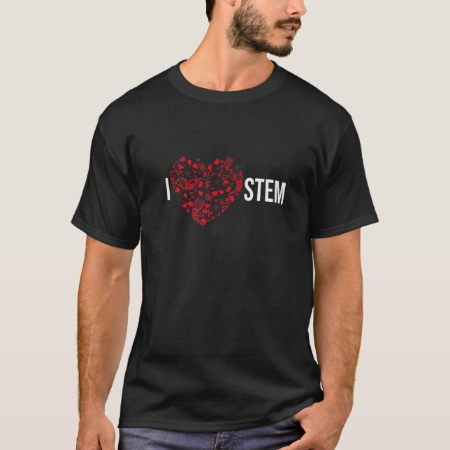 I Kärlek STEM Science Technology Engineering Math T Shirt (Framsida)