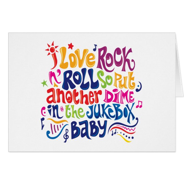 I kärlek sten n roll hälsningskort (Framsidan Horizontal)