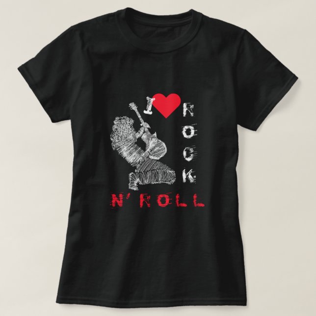 I Kärlek Sten N'Roll - Guitar Player - Sten N'Roll T Shirt (Design framsida)