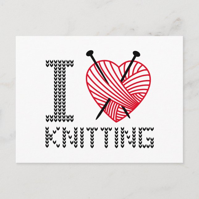 I kärlek stickning, ord art, textdesign vykort (Framsida)