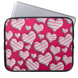 I Kärlek Stripe Hearts Laptop Fodral