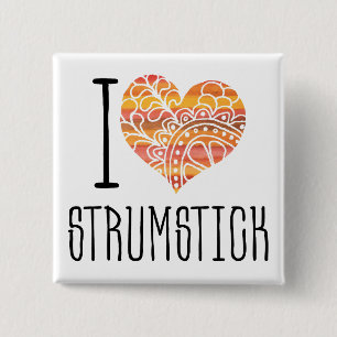 I Kärlek Strumstick Orange Mandala Heart Knapp