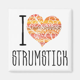 I Kärlek Strumstick Orange Mandala Heart Magnet