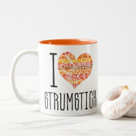 I Kärlek Strumstick Orange Mandala Heart Två-Tonad Mugg