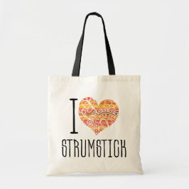 I Kärlek Strumstick Orange Mandala Heart Tygkasse