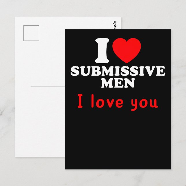 I Kärlek Submission Manar-Funny Bold Påstående Tee Vykort (Fram/baksida)