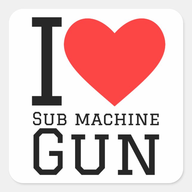 I kärlek substridspistol maskin fyrkantigt klistermärke (Framsida)