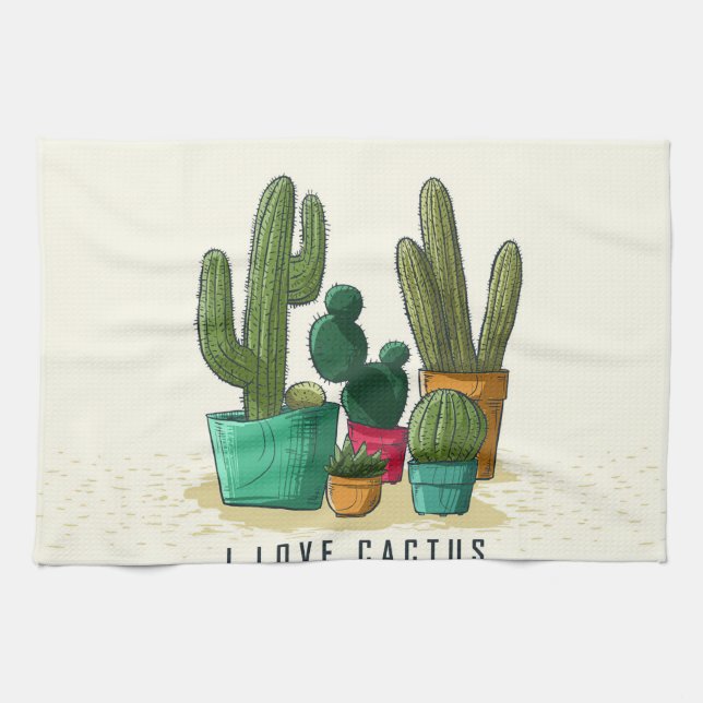 I Kärlek Succulents Kökshandduk (Horisontell)