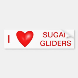 I Kärlek Sugar Gliders Bumper Sticker Bildekal