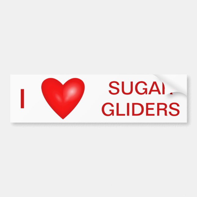 I Kärlek Sugar Gliders Bumper Sticker Bildekal (Framsidan)