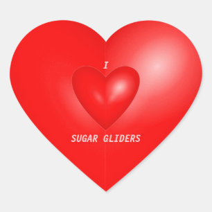 I Kärlek Sugar Gliders Hjärtformat Klistermärke