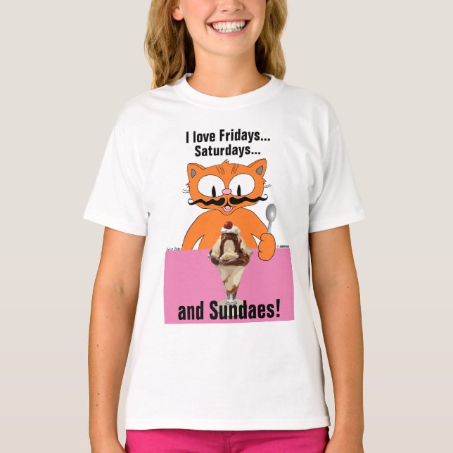 I Kärlek Sundaes (Söndag) Ice Cream Cute Summer T Shirt (Framsida)