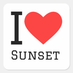 I kärlek sunset fyrkantigt klistermärke