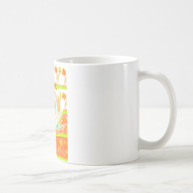 I Kärlek Surfa: Fin Blommigt med Coola Text Art Kaffemugg (Höger)