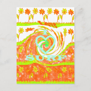 I Kärlek Surfa: Fin Blommigt med Coola Text Art Vykort
