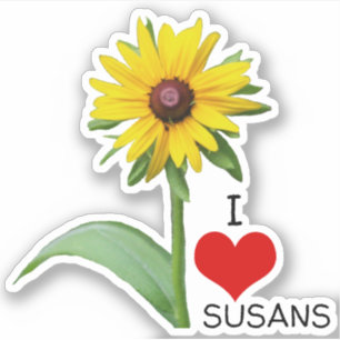 I Kärlek Susans Rudbeckia Flower and Heart Klistermärken