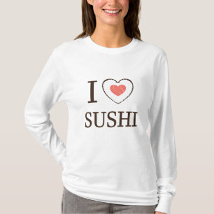 I Kärlek Sushi for Älskare of Eating Ris Salmon T Shirt