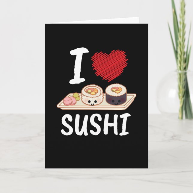 I Kärlek Sushi Japan Kawaii Kort (Framsida)