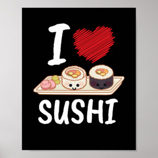 I Kärlek Sushi Japan Kawaii Poster