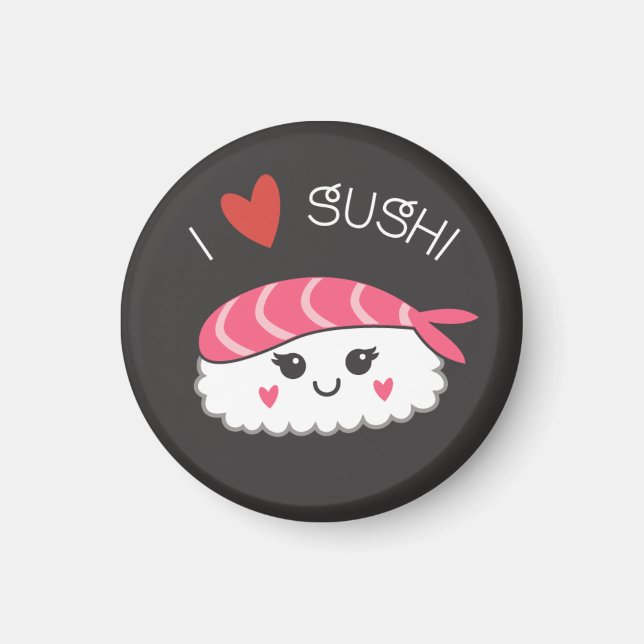 I Kärlek Sushi Japansk sjömat Magnet (Framsidan)