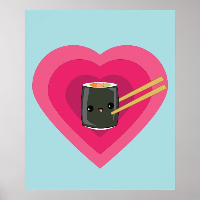 I Kärlek Sushi Kawaii Sushi Roll poster (Framsidan)