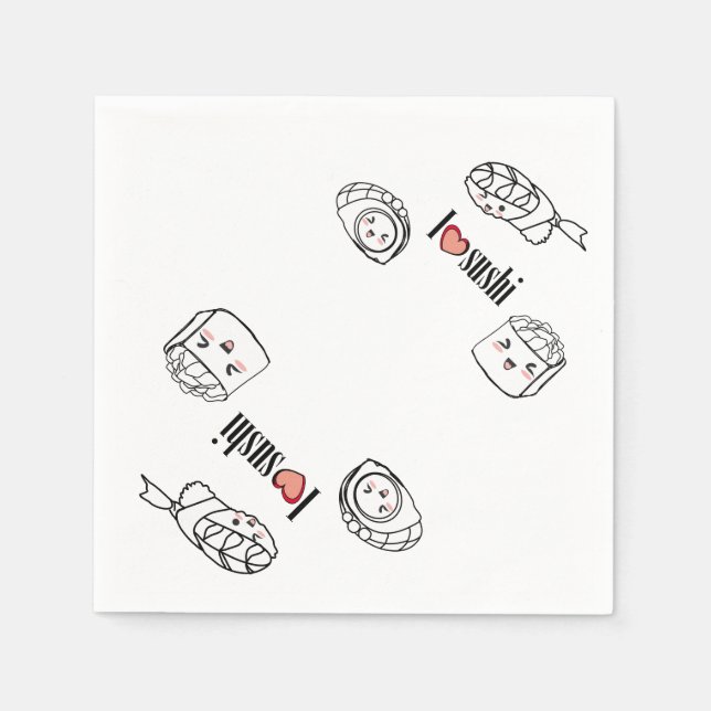 I kärlek Sushi Napkin Pappersservett (Framsidan)