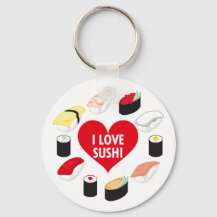 I Kärlek Sushi Nyckelring