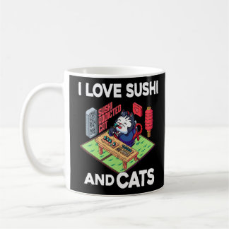 I Kärlek Sushi och Cats Sushi Japan Food Kaffemugg